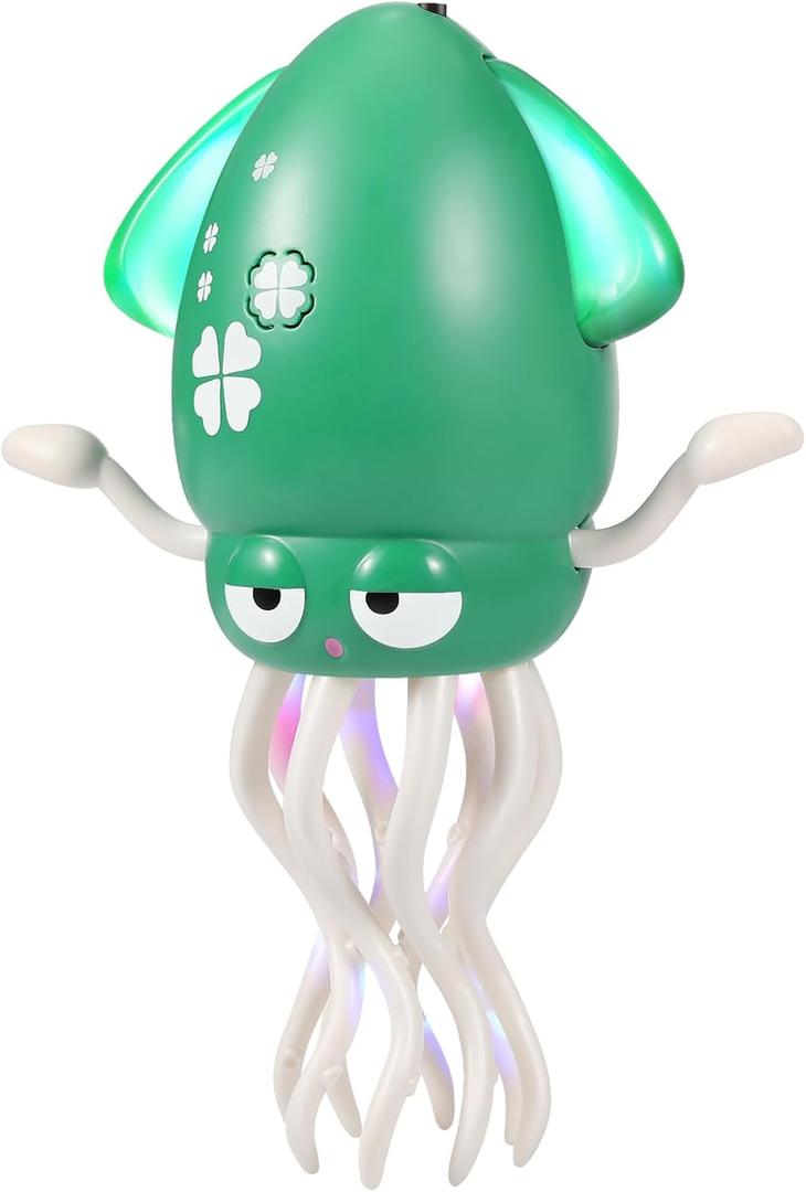 Dancing Octopus Baby Toy - Electric Crawling Squid Toddler Toys, Rechargeable Tummy Time Toy with Lights & Music, Interactive Learning Boys Girls Birthday Gifts (Green)