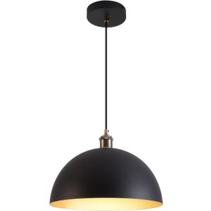 Vintage black and gold Pendant Light 13.7'' Retro Farmhouse Dome Pendant Lamp Modern Industrial Chandelier for Wire length 78.74'' Kitchen Island, Bedroom, Dining Room, Living Room, Hallway
