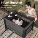 Pamo Babe Magic Fold Pack and Play with Bassinet 1 Step Set Foldable Playards Baby Playard with Changing Table Portable Playpen with Zip Door