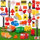 41 Pcs Mini Construction Figures Playset Toys Cake Toppers Decoration Construction Birthday Party Supplies Gifts Favors