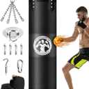 Punching Bag for Adults, 4FT PU Heavy Boxing Bags with Chain Ceiling Hook, Hanging Boxing Bag for Kickboxing Muay Thai Karate Judo Taekwondo Home Gym Training, Unfilled