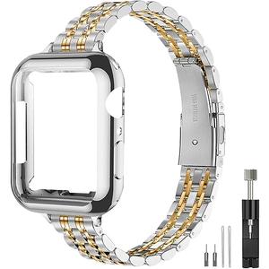 Slim Watch Band Compatible with Apple Watch 41mm 45mm 42mm 44mm 40mm 38mm Metal Stainless Steel Watchband Suitable for iWatch 10/9/8/7/6/5/4/3/2/1/SE Series Women Luxury Strap 38/40/41mm