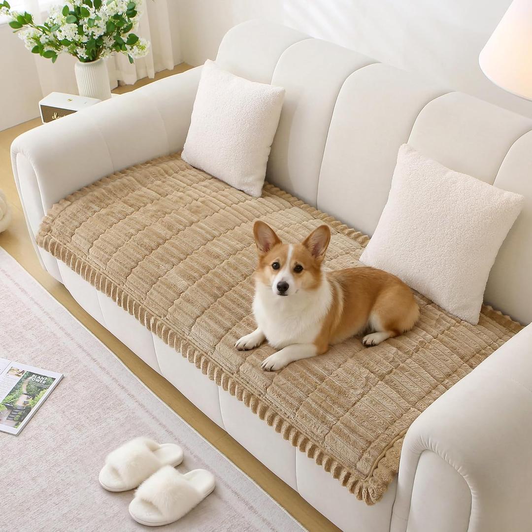 Pet Couch Covers for Sofa Washable Non Slip Dog Couch Cover Protector Pet Friendly Mat for 3 Cushion Sofa (Brown, 27.6" x 59.06")