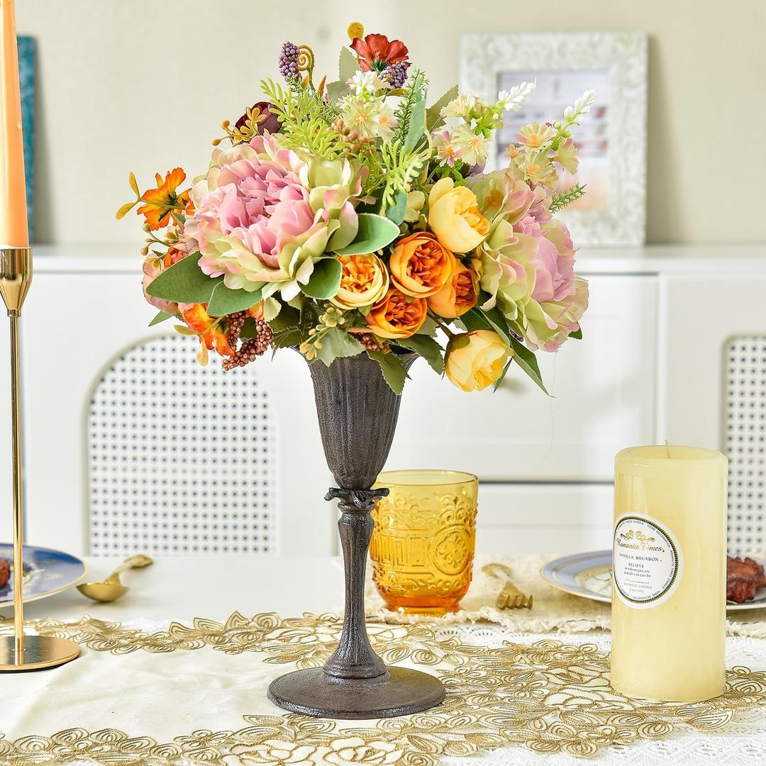 Sungmor Cast Iron Tabletop Flower Vase, Vintage Pretty Tulip Design, 8.6" Tall Decorative Centerpieces Flower Stand, Artificial Flower Arrangements Home Decor for Ceremony Birthday Holiday Event Party (Black Brown) Sungmor Cast Iron Tabletop Flower Vase, Vintage Pretty Tulip Design, 8.6" Tall Decorative Centerpieces Flower Stand, Artificial Flower Arrangements Home Decor for Ceremony Birthday Holiday Event Party (Black Brown)