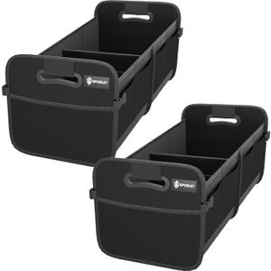 Sposuit Trunk Organizer for Car - 70L Collapsible Car Storage with 11 Pockets & Reinforced Handles, SUV Trunk Organizers for Grocery Cargo(Black, 2 Pack)