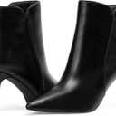 Elisabet Tang Women Chic Heeled Ankle Boots,Sexy Pointed Toe with 3 Inch High Heel Fashion Stylish Booties with Side Zipper Evening Party Dress Shoes (7, Black)