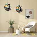 2 x Cat Memorial Gift for Loss of Cat-Pet Remembrance Sympathy Ornament Personalized Date Name Pattern Angel Cat on Moon Gifts for Cat Lovers