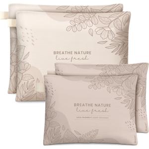 Roonin Bamboo Charcoal Bags Odor Absorber (4-Pack), Natural Air Purifier & Pet Safe Deodorizer for Home, Car and Closet - Odor Remover for Strong Smells