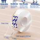 ZMUAXUAN Strong Nano Double Sided Tape Heavy Duty Mounting,Clear Removable Wall Sticky Adhesive Strips,Reusable Thick Gel Grip for Hanging Picture,Poster,Carpet,Photo