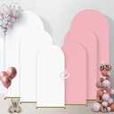 Arch Backdrop Cover, Wedding Arch Cover Spandex Fitted Cover for Photography Studio Stretchy Backdrop Cover for Birthday Baby Shower Ceremony Banquet (White+Pink, 4+5+6FT)