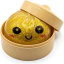 Glitter Dumpling Squishy, Mystery Box Style, Pick Your Color, Super Soft Squeeze Fidget Toy, Satisfying Stress Relief Sensory Desk Toy, with Food Steamer (Golden Glitter Dumpling)