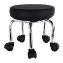 WKWKER Modern Roller Seat PU Leather Low Round Rolling Stool 360° Swivel Small Low Seat with Universal Caster Wheels Foot Stool for Home Office Garage Shop Fitness Sport H：12.4" （Black）