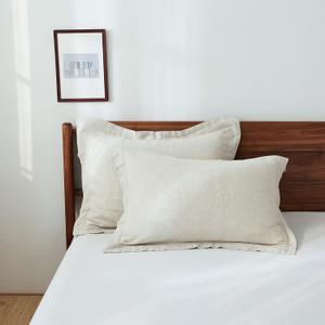 Simple&Opulence 100% Linen Pillow Case King Size Set of 2, Pillow Covers with Overlap Closure, Luxury Breathable Pillowcases Suitable for All-Season (20" X 26", Linen)