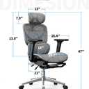 Mesh Office Chair,Ergonomic Computer Chair,Adjustable Lumbar High Back Desk Chair 400lbs,4D Adjustable Armrests & Removable Headrest,Breathable Mesh Chair for Adults,Home Gaming & Workplace(Gray)