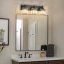 Black Crystal Bathroom Vanity Lights, Modern 3-Lights Bathroom Lighting Fixtures Over Mirror, Crystal Wall Lighting with Round Shade