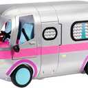 LOL Surprise OMG Glamper Fashion Camper Deluxe Doll Playset 55+ Surprises, Fully Furnished, Light Up Pool, Water Slide, Bunk Beds, Cafe, BBQ Grill, DJ Booth, Girls Toy Gift Ages 4+ Metallic Silver