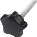 4 Pcs M6 x 50mm Star Clamping Knob Grip Thumb Screw Head Diameter 38mm Knobs Nut Screws Tightening Thread Replacement Machine Handle (Black)