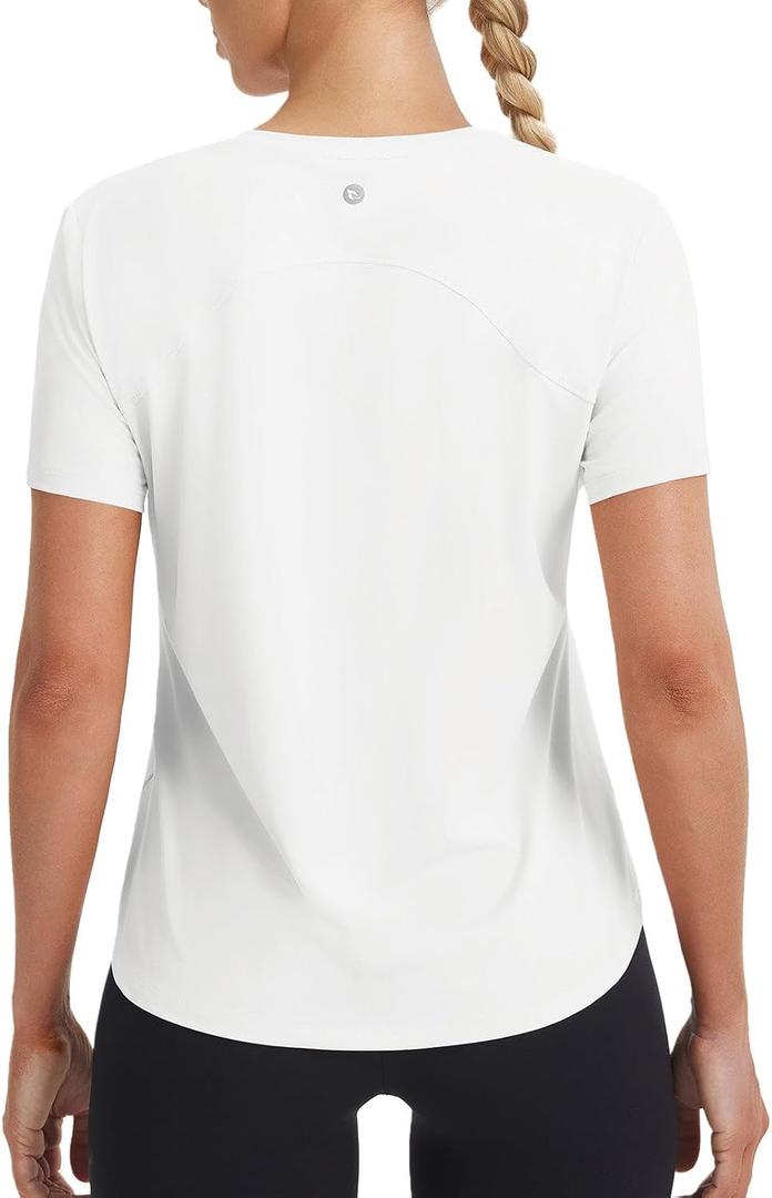 baleaf Ice Cooling Short Sleeve Workout Tops for Women Running Shirts UPF 50+ Athletic Tennis Yoga Split Back Quick Dry, XL
