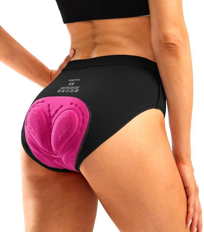 Bikewa Women's 4D Padded Bike Underwear Cycling Bicycle Shorts Biking Riding Briefs Biker Cycle Undershorts for Women Black Medium