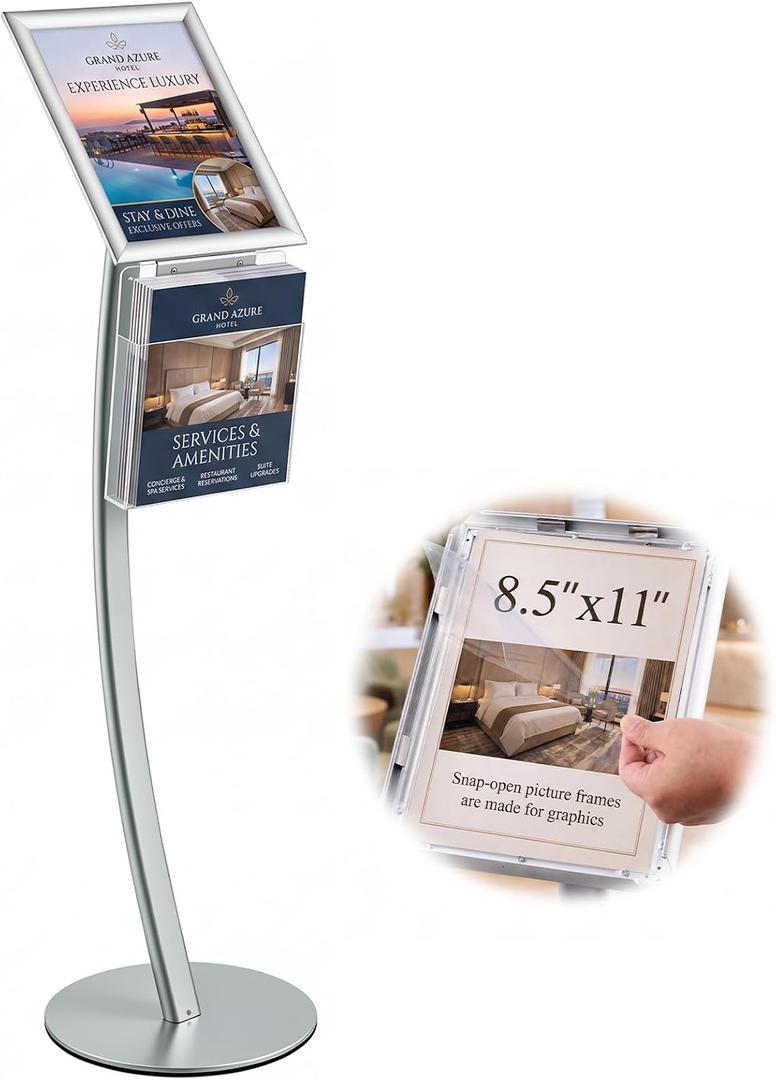 Gisafai Sign Holder Displays Curved Stand for 8.5 x 11 Inch Graphics
