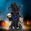 Halloween Tree Statue with Skull Head Decorations,Tree Skeleton Statues with Spook Lights for Holiday Decor,Halloween Decorations Indoor for Table Mantel Shelf Decor,Props Haunted Collectible Gifts (Black)