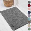 KANGAROO Bathroom Rugs, Chenille Soft Absorbent Bath Rug, Shaggy Shower Mat, Quick Dry Machine Wash Bathmat, Plush Carpet Mats for Tub, Bathtub and Room Home Decor Accessories, 24x17, Gray (Grey)