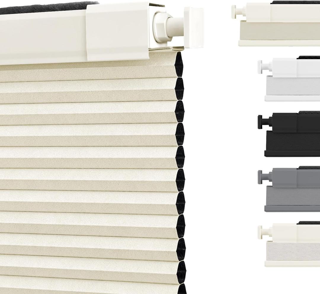 SUNOFF Cordless No Drill Blackout Cellular Shades, 39" W x 48" H, Beige