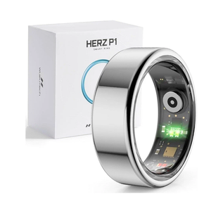  Herz P1 Smart Ring for Women & Men (Size 6) 24/7 Health Metrics Fitness Ring, Tracks 20+ Biometrics, 6 Day Battery Life, Waterproof Stainless Steel, Free APP for iOS Android, No Subscription, Silver