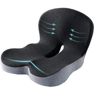 Ergonomic Memory Foam Seat Cushion for Truck Drivers Office Chairs Home Chair Cushion Car Desk Chair Non Slip Pad, Sciatica & Tailbone Pain Relief, Long Sitting Comfort Pad (Grey)