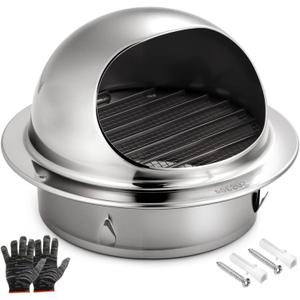4 Inchapproximately 10.2 cmQuality 304 Stainless Steel Wall Air Vent Hood with Louver & Mesh - Ideal for HVAC, Dryers & Industrial Use