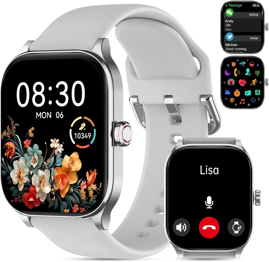 Smart Watch for Women Men(Answer/Make Call), Smartwatches with Heart Rate/SpO2/Sleep/Stress Monitor, IP68 Waterproof Activity Tracker for Android iPhone, 100+ Sports Fitness Watches (Gray, 2.01)