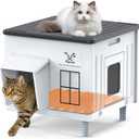 Indestructible Heated Cat House for Outside Winter, Heated Outdoor Cat House Weatherproof with Escape Door, Waterproof & Insulated Outdoor Cat Shelter for Feral Stray Cat Kitty. 17.7"x15"x17.5"
