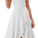 DRESSTELLS Women's Cocktail Dresses, 2025 Summer Wedding Guest Bridesmaid Ruffle High Low Formal Dress
M