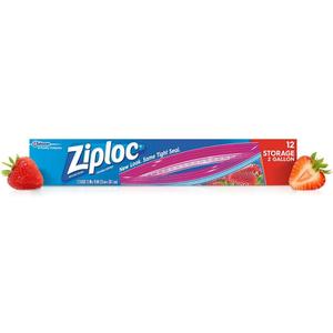 Ziploc Storage Bags, Jumbo 2 Gallon Size (12 Bags)