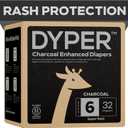 DYPER Charcoal Enhanced Diapers | Baby Diapers from Plant-Based* & Honest Materials | Day & Overnight Diapers | Disposable Diapers for Sensitive Skin (Size 6, 32, Count)