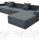 ZNSAYOTX Sectional Couch Covers, Stretch Jacquard Slipcovers with Elastic Bottom for L-Shape Sectional Sofa, 2 Pcs Pet Friendly Modular Sofa Protector (3 Seat Couch + 3 Seat Chaise, Dark Grey