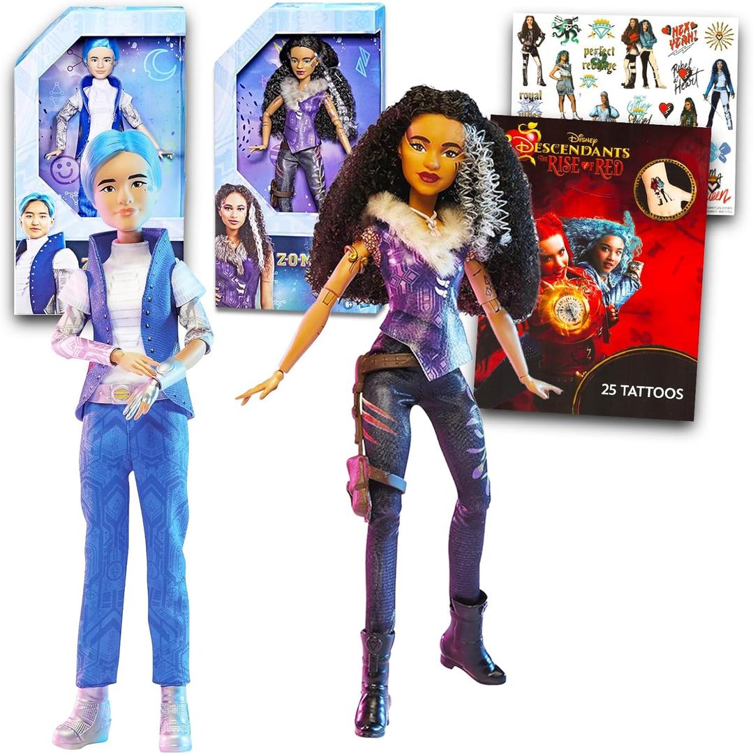 Disney Zombies Dolls Set for Girls - Bundle with 2 Zombies 3 Dolls Featuring Aspen and Willa Plus Tattoos for Kids | Disney Toys