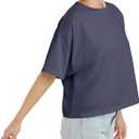 Hanes Womens Originals Garment Washed Cropped T-Shirt, Crewneck Crop Tees for Women (L)