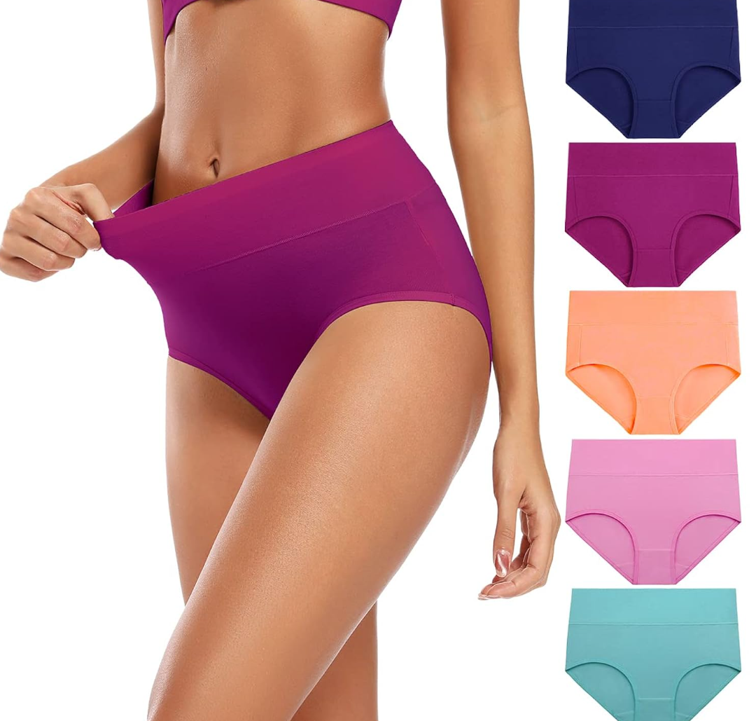 Molasus Women's Cotton Underwear High Waisted Full Coverage Ladies Panties (Regular & Plus Size) M Size