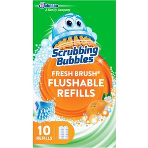 Scrubbing Bubbles Flushable Toilet Bowl Wand Cleaner Refills, Fresh Brush Cleaner Toilet Refill Pads, Removes Limescale & Odors, Citrus Scent, 10 Count (Pack of 1)