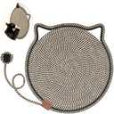 Cat Scratcher Mat, Natural Cotton Rope Cat Scratch Pad, 15.7'' Round Horizontal Floor Cat Scratching Pads for Indoor Cats, Cat Furniture Protector for Wall, Couch, Carpets, Sofas
