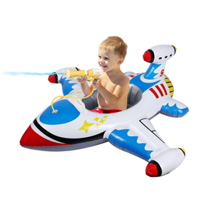 Inflatable Airplane Baby Pool Float with Handle & Squirt Gun, Toddler Swim Float for Boys & Girls Age 1-5