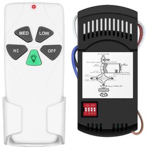 Universal Ceiling Fan Remote Control Kit Dimmable, Replacement for Harbor Breeze Hunter Hampton Bay Litex Kichler Allen + Roth Westinghouse Honeywell Ceiling Fans FAN-28R KUJCE9103 CHQ8BT7030T