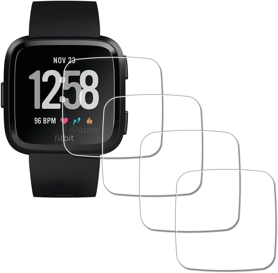 Screen Protector for Fitbit Versa Lite Edition/Fitbit Versa Smart Watch [4 Pack] Tempered Glass Anti-Scratch Bubble-Free Easy Installation
