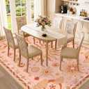 Vacuum-Friendly, 9x12 Washable Area Rug, Pink Gold Beige Red