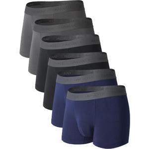 DAVID ARCHY Mens Trunks Underwear Soft Breathable Rayon Made from Bamboo Trunk No Fly Pouch (Black)