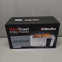 Mueller UltraToast Full Stainless Steel Toaster 4 Slice, Long Extra-Wide Slots for Bagels and Waffles, 6 Browning Levels, LED Display, Cancel/Defrost/Reheat Functions & Removable Tray, Kitchen Gadgets