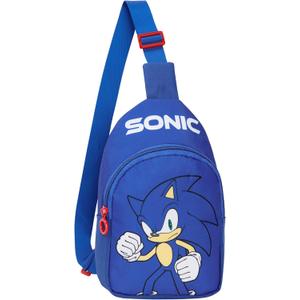 Sonic The Hedgehog Crossbody Bag with Zipped Compartment & Adjustable Strap, Sling Bag Daypack - Gamer Gifts