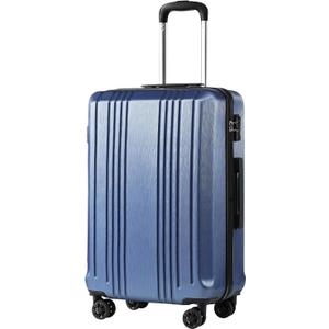 Coolife Luggage PC+ABS Expandable Hardshell Suitcase with TSA Lock, Spinner Checked Lightweight (ice blue, L(28IN)