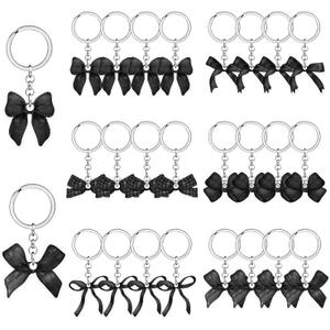 24Pcs Black Bow Keychains Coquette Birthday Decorations Girl, Bow Party Favors Birthday Party Decor Acrylic Keyrings for Girl Bday Bachelorette Baby Shower Bridal Shower Party Supplies